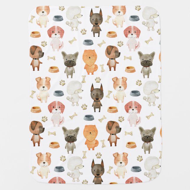 Watercolor dogs. baby blanket (Front)