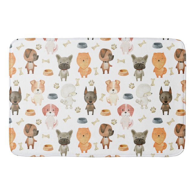 Watercolor dogs. bath mat (Front)