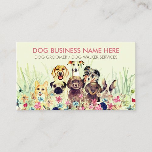 Watercolor Dogs Grooming Business Card