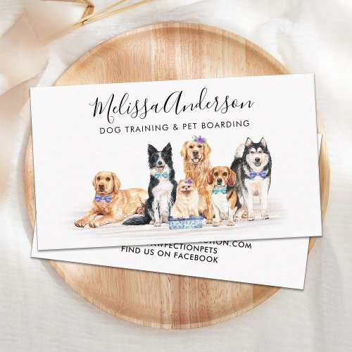 Watercolor Dogs Pet Care Dog Trainer Dog Groomer  Business Card