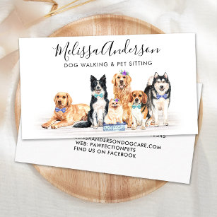 Watercolor Dogs Pet Sitter Dog Groomer  Business Card