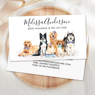 Watercolor Dogs Pet Sitter Dog Groomer  Business Card
