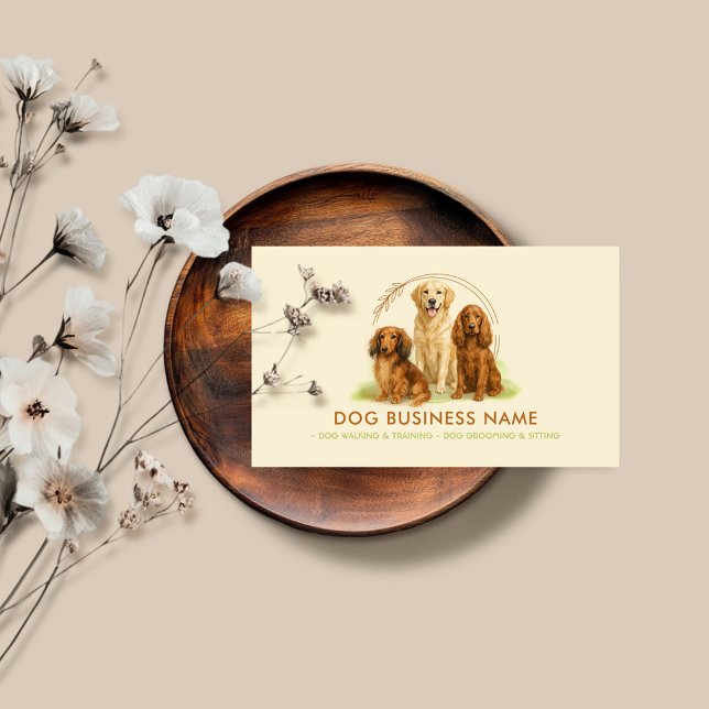 Watercolor Dogs Walker Pet Sitter Business Card (Creator Uploaded)