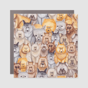 Watercolor Dogs: Whimsical Seamless Fun Car Magnet