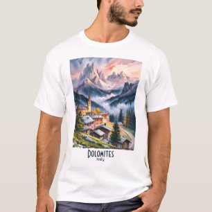 Watercolor Dolomites Italy Alps Mountains Custom  T-Shirt
