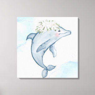Watercolor Dolphin Canvas Print