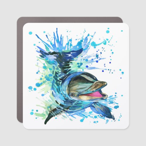 Watercolor Dolphin Car Magnet