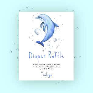 Watercolor dolphin - Diaper Raffle game Poster