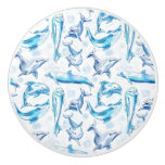 watercolor dolphin fish seamless pattern, dolphin  ceramic knob