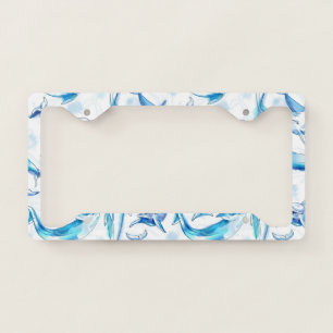 watercolor dolphin fish seamless pattern, dolphin  license plate frame