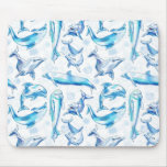 watercolor dolphin fish seamless pattern, dolphin  mouse pad