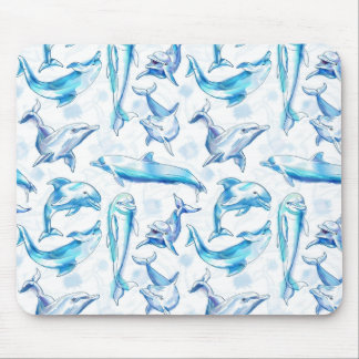 watercolor dolphin fish seamless pattern, dolphin mouse pad