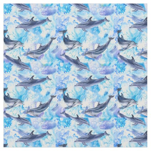 watercolor dolphin fish seamless pattern fabric