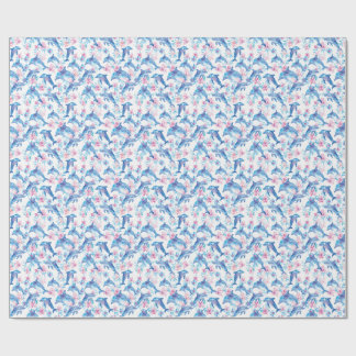 Watercolor Dolphin Floral Wrapping Paper