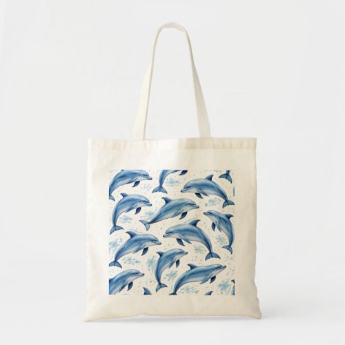 Watercolor Dolphin Pattern Tote Bag