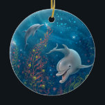 Watercolor Dolphin Peace and Joy Christmas Ceramic Ornament<br><div class="desc">Create your own unique dolphin Christmas ornaments using a beautiful DIY template that can be personalized with a custom year or message on the backside. The beach themed design features original watercolor mixed media art by Raphaela Wilson of an under the sea winter wonderland aglow with seaweed starfish Christmas trees...</div>