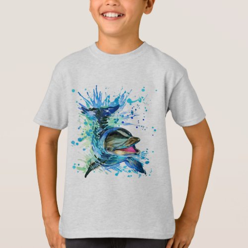 Watercolor Dolphin T_Shirt