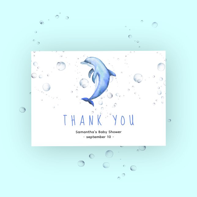 Watercolor dolphin - thank you baby shower card (Creator Uploaded)