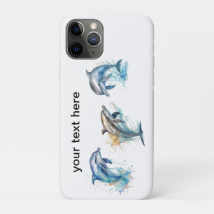 Watercolor Dolphin Trio, custom iPhone 11 Pro Case