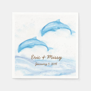 Watercolor Dolphin Wedding Paper Napkins