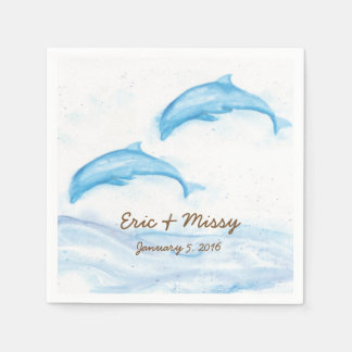 Watercolor Dolphin Wedding Paper Napkins