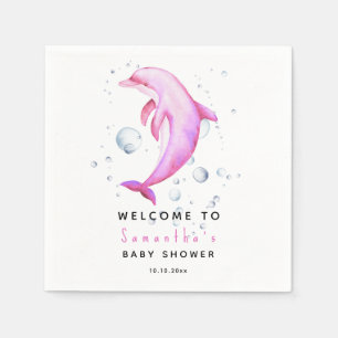 Watercolor dolphin WELCOME TO baby shower Napkins