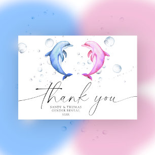 Watercolor dolphins Thank you gender reveal Card