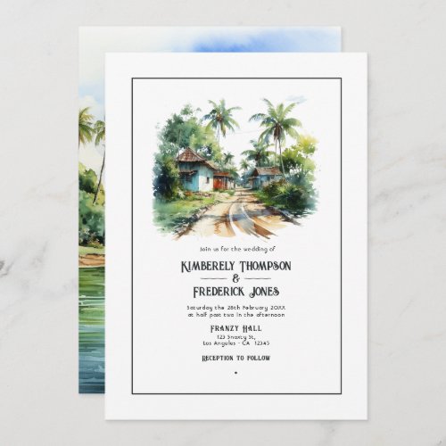 Watercolor Dominican Republic Destination Wedding Invitation