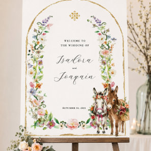 Watercolor Donkey Wedding Welcome Sign