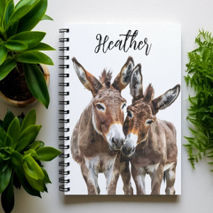 Watercolor Donkeys Personalized  Notebook