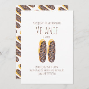 Watercolor Donut 11th Birthday Sweet Eclairs Invitation