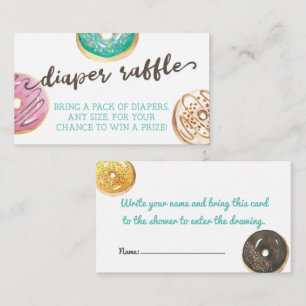 Watercolor Donut Baby Shower Diaper Raffle Card