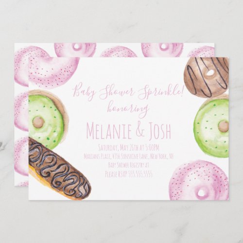 Watercolor Donut Baby Shower Sprinkle Sweet Invita Invitation