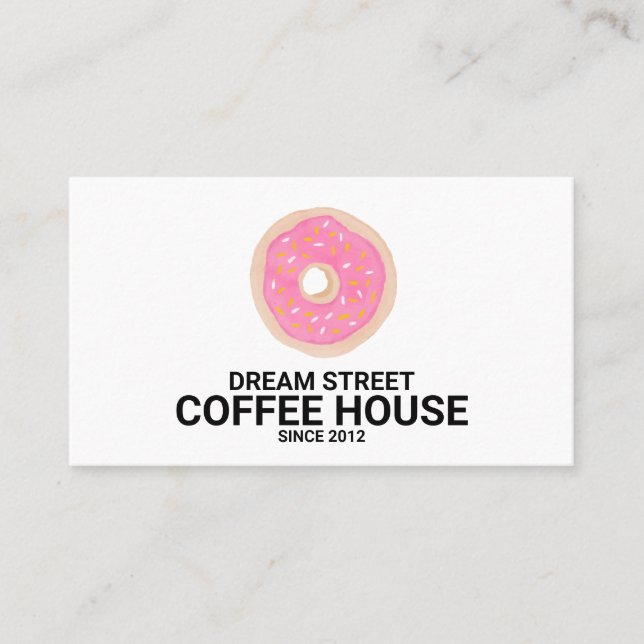 Watercolor Donut Bakery Trendy Business Card (Front)