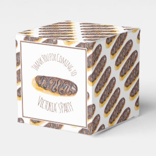Watercolor Donut Chocolate Hand Drawn Eclair Favor Boxes