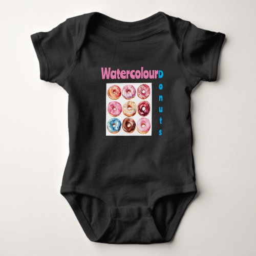 Watercolor Donut Delight Baby Bodysuit