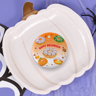 Watercolor Donut-licious Halloween Candy Button