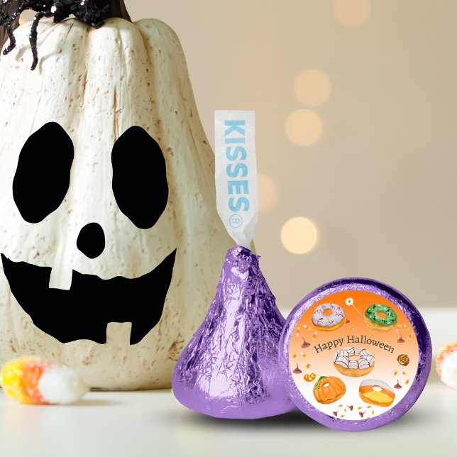 Watercolor Donut-licious Happy Halloween Candy  (Fun wrapping colors to match your Halloween personalized stickers! Great addition to your favor bags)