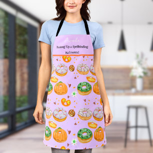 Watercolor Donut-licious Happy Halloween Candy Apron