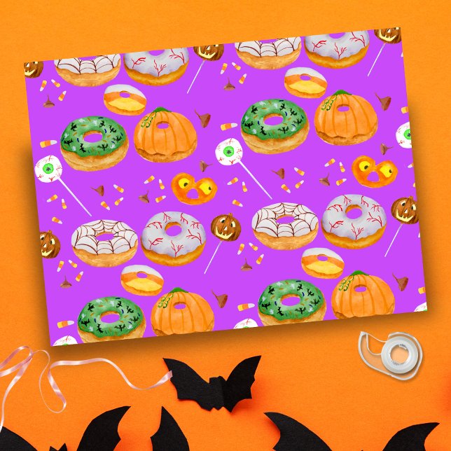Watercolor Donut-licious Happy Halloween Candy Tissue Paper (Spooktacular Halloween Donut Tissue Paper: Perfect for arts, crafts, and gift wrapping!)