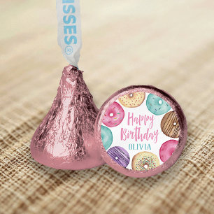 Watercolor Donut Personalized Birthday Party Hershey®'s Kisses®