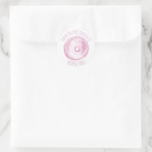 Watercolor Donut Pink Sprinkles Hand Drawn Party Classic Round Sticker