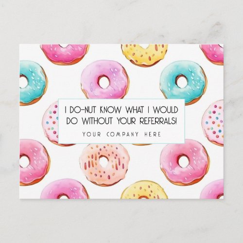 Watercolor Donut Real Estate Referral Thank You  Postcard