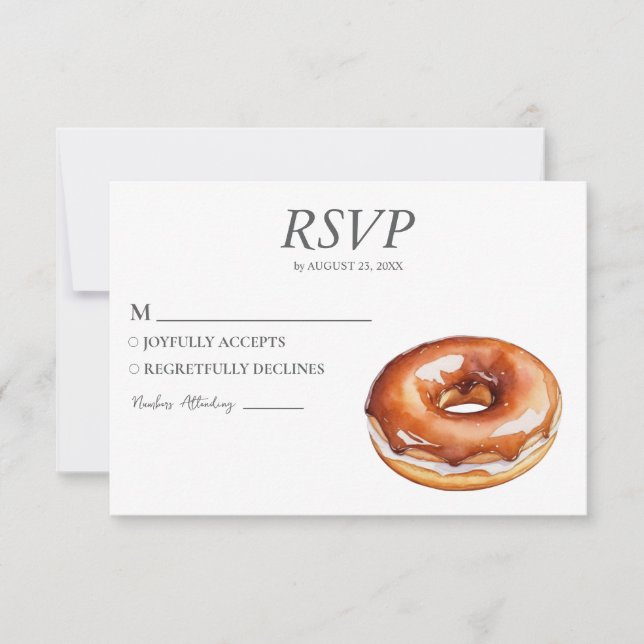 Watercolor Donut RSVP Card Wedding Sweet Doughnut  (Front)