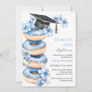 Watercolor Donuts and Diplomas Graduation Party Invitation