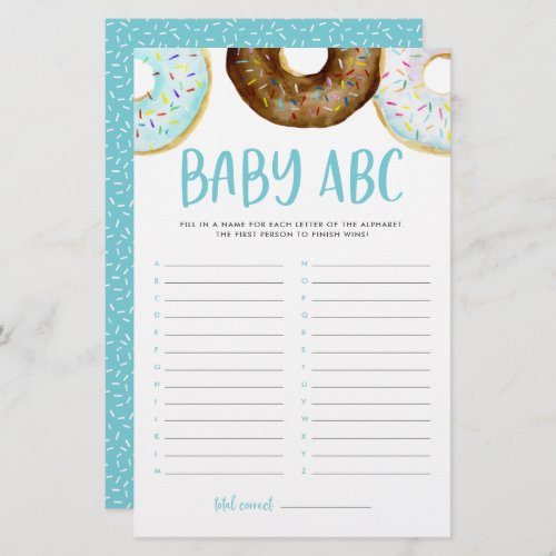 Watercolor Donuts Baby ABC Baby Shower Game