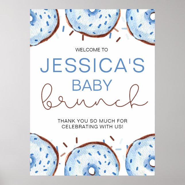 Watercolor Donuts Baby  brunch Shower  Poster (Front)