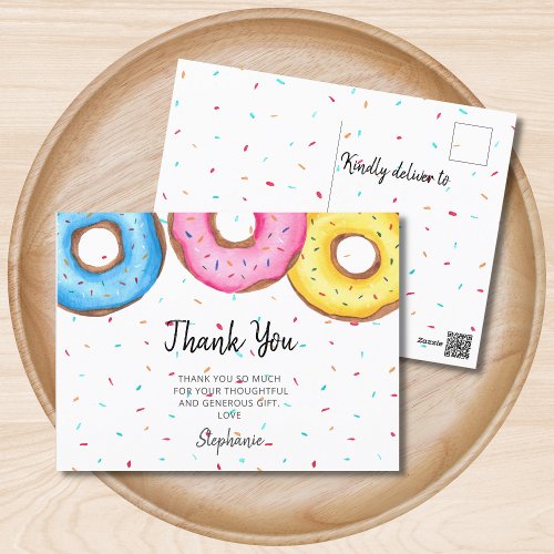 Watercolor Donuts Baby Shower Postcard