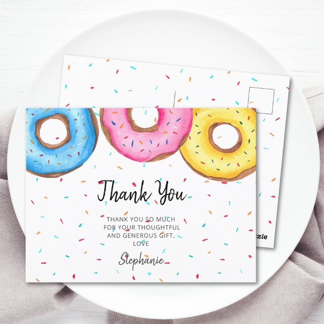 Watercolor Donuts Baby Shower Postcard (Creator Uploaded)