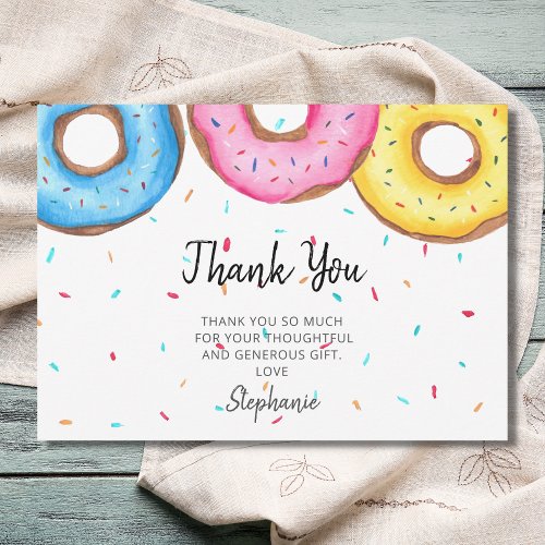 Watercolor Donuts Baby Shower  Thank You Card